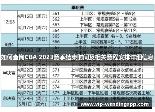 如何查询CBA 2023赛季结束时间及相关赛程安排详细信息